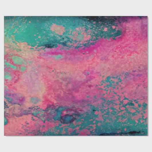 Papier Cadeau « Vellum Éthéré » – Abstrait Bleu Sarcelle Rose (Plat)