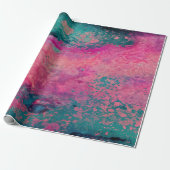 Papier Cadeau « Vellum Éthéré » – Abstrait Bleu Sarcelle Rose (Déroulé)