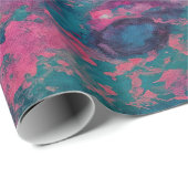 Papier Cadeau « Vellum Éthéré » – Abstrait Bleu Sarcelle Rose (Coin rond)