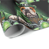 Papier Cadeau Vélo Bulldog Saint-Patrick (Coin rond)