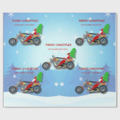 Papier Cadeau Vélo Chopper De Noël Père Noël Avec Casquette Roug (Plat)