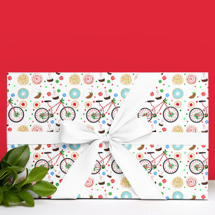 Papier Cadeau Vélo en canne à sucre avec friandises de Noël