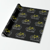 Papier Cadeau Vélo jaune avec texte cycologue (Déroulé)