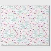 Papier Cadeau Vélo rétro fleuri printemps Monnaie Plum jaune (Plat)