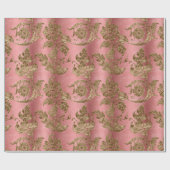 Papier Cadeau Vélo rose et or Damas vacances (Plat)