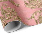 Papier Cadeau Vélo rose et or Damas vacances (Coin rond)