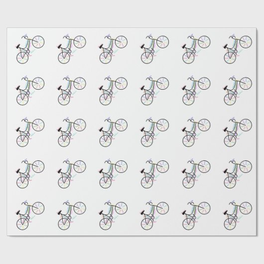 Papier Cadeau Vélo, Sport Vélo, Mots Motivationnels (Plat)