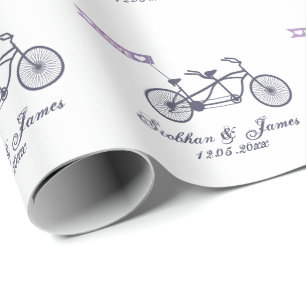 Papier Cadeau Vélo Tandem mignon et Mariage de bannière d'amour
