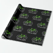 Papier Cadeau Vélo vert avec texte cycliste (Déroulé)