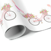 Papier Cadeau Vélo Whimsical Rose (Coin rond)