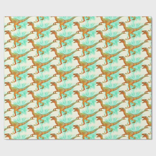 Papier Cadeau Velociraptor Jurassic Dinosaur Art drôle (Plat)