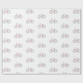 Papier Cadeau Vélos roses doux sur papier d'emballage blanc (Plat)