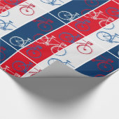 Papier Cadeau vélos rouges et bleus, rayés et cool (Coin)