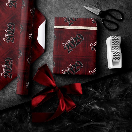 Papier Cadeau Velvet Grad | Ruby Red Crimson Grunge Graduation