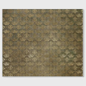 Papier Cadeau Velvet Grungy Royal Depp Vert Couronne Dorée (Plat)