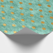 Papier Cadeau Velvet Polka Minuscules points d'or Turquoise Aqua (Coin)