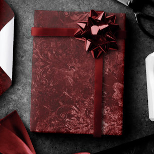 Papier Cadeau Velvety Henna Damask   Grunge rouge