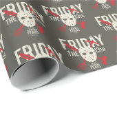 Papier Cadeau Vendredi 13 | Armes - Masque de hockey (Coin rond)