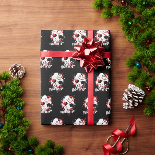 Papier Cadeau Vendredi 13 | Masque de Hockey Splatter de peintur (Cadeau de vacances)
