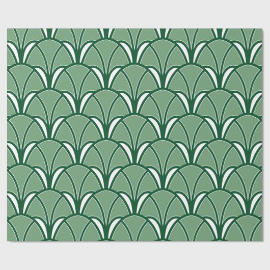 Papier Cadeau Ventilateur Art déco vert (Plat)