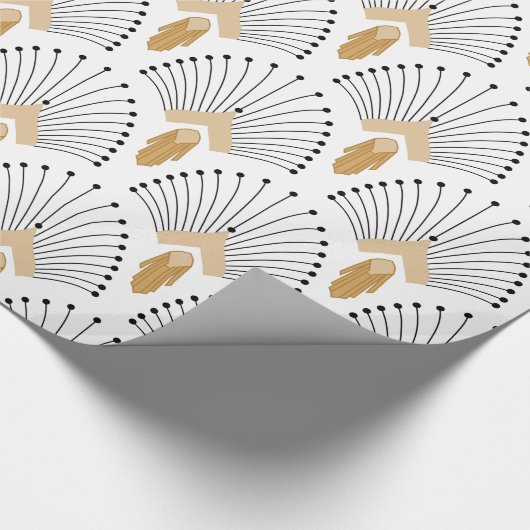 Papier Cadeau Ventilateur blanc, or et noir Art déco Motif (Coin)