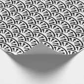 Papier Cadeau Ventilateur Japonais Noir Et Blanc Uchiwa (Coin)