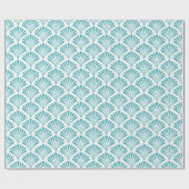 Papier Cadeau Ventilateurs art déco turquoise rétro motif (Plat)