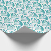 Papier Cadeau Ventilateurs art déco turquoise rétro motif (Coin)