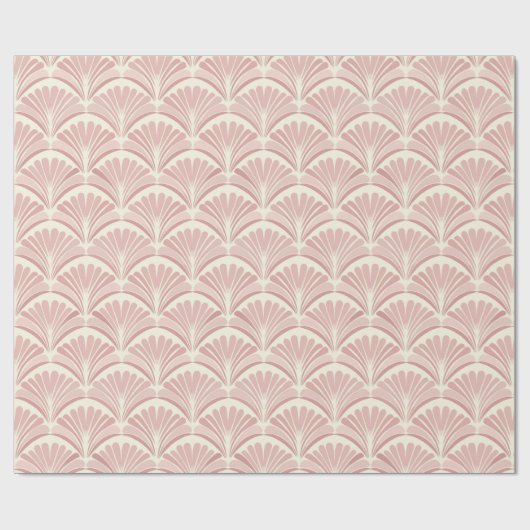 Papier Cadeau Ventilateurs d'art déco rose rétro motif (Plat)