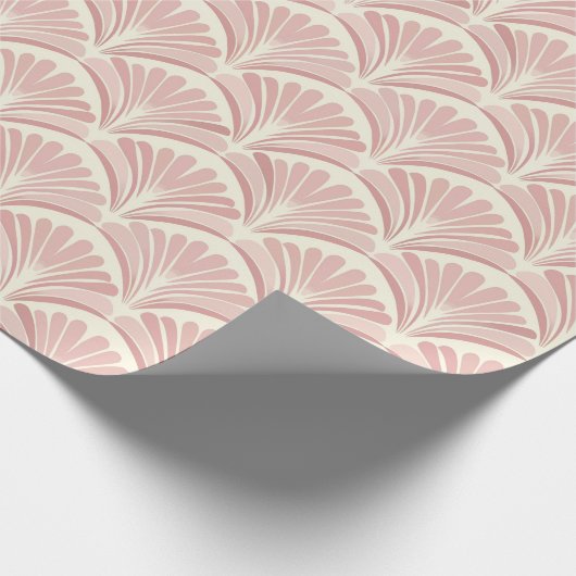 Papier Cadeau Ventilateurs d'art déco rose rétro motif (Coin)