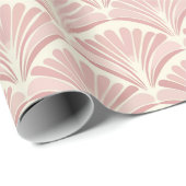 Papier Cadeau Ventilateurs d'art déco rose rétro motif (Coin rond)