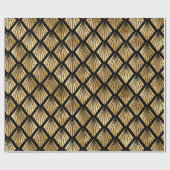 Papier Cadeau Ventilateurs géométriques Gold et Black Art Déco (Plat)