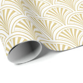 Papier Cadeau Ventilateurs Gold et White Deco Motif (Coin rond)