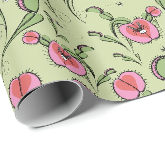 Papier Cadeau Vénus Flytrap Vert mignon collé sur votre amour (Coin rond)