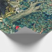 PAPIER CADEAU VERDURE, ANIMAUX FORESTIERS, RAVÉS EN FLORAL VERT (Coin)