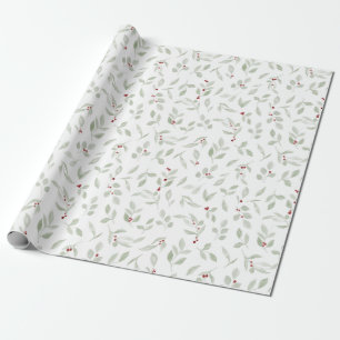 Papier Cadeau Verdure avec baies rouges