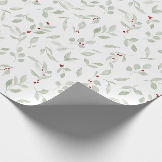 Papier Cadeau Verdure avec baies rouges (Coin)