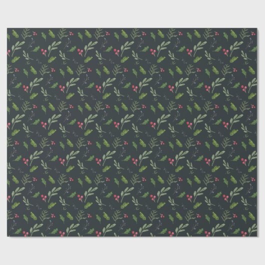 Papier Cadeau Verdure de Noël rustique (Plat)