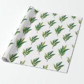Papier Cadeau Verdure fleurie aquarelle. Motif botanique (Déroulé)