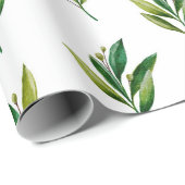 Papier Cadeau Verdure fleurie aquarelle. Motif botanique (Coin rond)