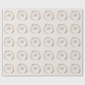 Papier Cadeau Verdure Floral Script Monogramme Mariage élégant (Plat)