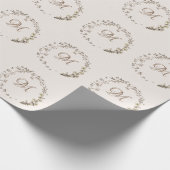 Papier Cadeau Verdure Floral Script Monogramme Mariage élégant (Coin)