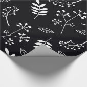 Papier Cadeau Verdure florale botanique de feuille blanche et (Coin)