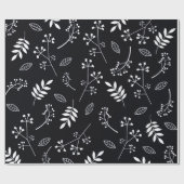 Papier Cadeau Verdure florale botanique de feuille blanche et (Plat)