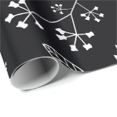 Papier Cadeau Verdure florale botanique de feuille blanche et (Coin rond)