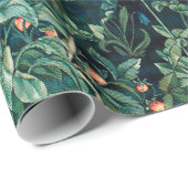 Papier Cadeau VERDURE, Hares d'ANIMAUX FORESTIERS, Renard, Flora (Coin rond)