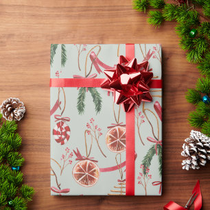 Papier Cadeau Verdure scandinave rustique et aquarelle Citrus