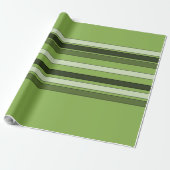 Papier Cadeau Verdure Vert Horizontal Stripes Motif Élégant (Déroulé)