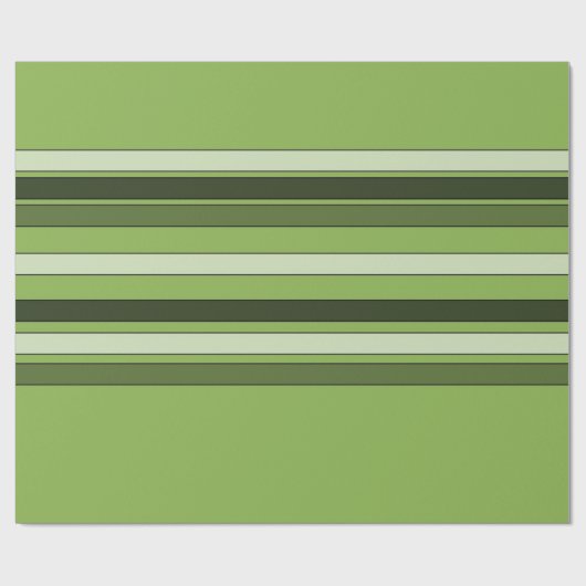 Papier Cadeau Verdure Vert Horizontal Stripes Motif Élégant (Plat)