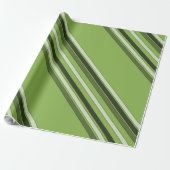 Papier Cadeau Verdure Vert Horizontal Stripes Motif Élégant (Déroulé)